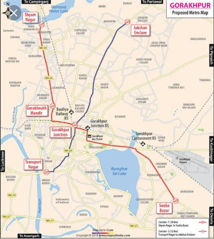 गोरखपुर: सीएम सिटी में दो रूट पर दौड़ेगी मेट्रो,  27.41 किलोमीटर लंबे दो कॉरिडोर बनेंगे