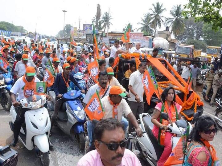 bjp pulled bike rally sunday party sankalp rally in Gandhi Maidan पटना: कल NDA की संकल्प रैली से पहले आज बीजेपी ने निकाली बाइक रैली, दिखाया दमखम