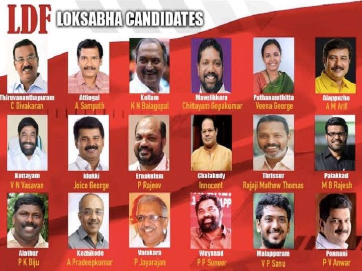 LDF announces its Lok Sabha Candidates from Kerala लोकसभा चुनाव: LDF के उम्मीदवारों का एलान, मौजूदा 6 विधायकों और 6 सांसदों को मिला टिकट
