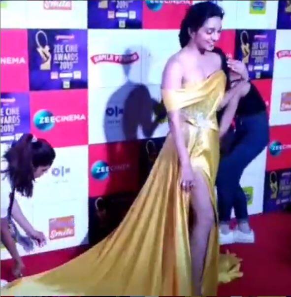 जब ये अभिनेत्री पोज देने पहुंचीं तो उनकी टीम ने पहले जाकर उनका गाउन सही किया फिर उन्होंने तस्वीरें खिंचवाई.