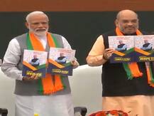 BJP का संकल्प पत्र जारी: किसानों-छोटे दुकानदारों को पेंशन का वादा, राम मंदिर पर दोहराया अपना संकल्प