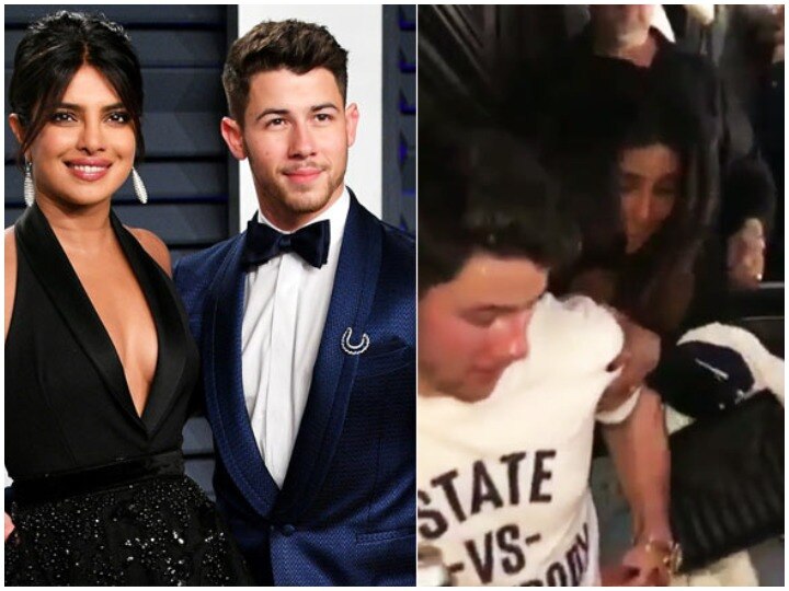 Nick Jonas saves priyanka chopra nearly falls while greeting her fans watch video VIDEO: हाई हील्स में चलते-चलते अचानक गिरीं प्रियंका चोपड़ा, निक जोनास ने यूं संभाला