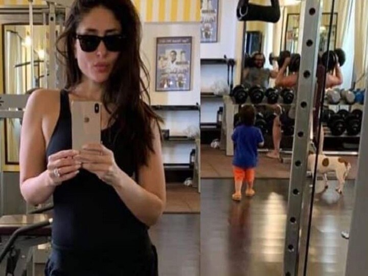 kareena kapoor takes selfie in GYM , taimur ali khan and saif ali khan is also spotted करीना कपूर ने GYM में ली सेल्फी, पीछे तैमूर अली खान को देखकर फैंस ने दिया ऐसा रिएक्शन