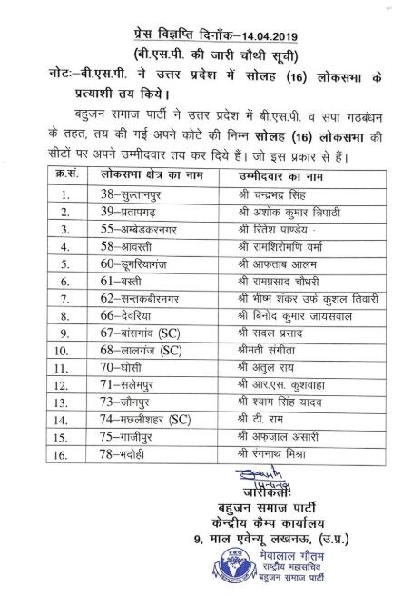 लोकसभा चुनाव: BSP की चौथी लिस्ट जारी, गाजीपुर से मनोज सिन्हा के खिलाफ अफजाल अंसारी मैदान में