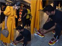 तस्वीरें: घुटने पर बैठकर आनंद आहूजा ने सोनम कपूर के जूते का फीता बांधा