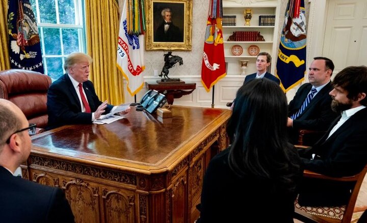 us president Donald Trump Met Twitter CEO And Complained About Lost Followers अमेरिकी राष्ट्रपति डोनाल्ड ट्रंप की ट्विटर CEO जैक डोर्सी से मुलाकात, घटते फॉलोअर्स को लेकर की शिकायत