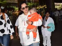 बेटे इजहान के साथ मुंबई एयरपोर्ट पर नजर आईं सानिया मिर्जा, देखें तस्वीरें