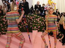 मेट गाला 2019: ऊपर से लेकर नीचे तक रंग-बिरंगी पट्टियों वाली पारदर्शी ड्रेस में नजर आई ये हसीना, देखें तस्वीरें