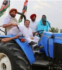 लुधियाना में राहुल गांधी ने की ट्रैक्टर की सवारी, कैप्टन अमरिंदर सिंह भी थे मौजूद