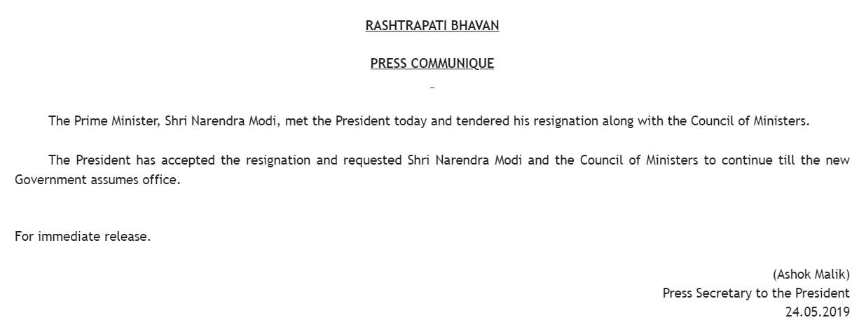 PM मोदी ने राष्ट्रपति को सौंपा इस्तीफा, आज NDA की बैठक में औपचारिक रूप से चुने जाएंगे नेता