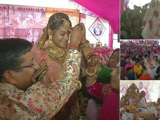 सूरत की रहने वाली 12 वर्षीय खुशी शाह ने हाल ही में जैन मुनि दीक्षा लेने का निर्णय लिया. बुधवार को यानि आज खुशी ने अपने इस निर्णय पर अमल करते हुए जैन दीक्षा ले ली. फोटोः एएनआई ट्विटर 