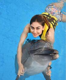 टीवी की खूबसूरत अदाकारा क्रिस्टल डिसूजा बेहद जुदा अंदाज़ में डॉलफिन के साथ कर रही हैं मस्ती