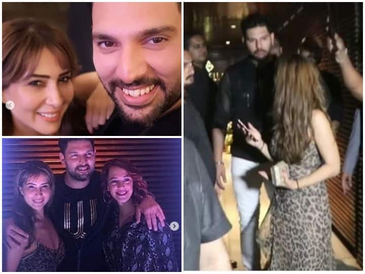 Yuvraj Singh partied hard with ex girlfriend Kim Sharma at retirement bash watch the reaction of wife hazel keech In Pics: युवराज सिंह ने रिटायरमेंट पार्टी में एक्स गर्लफ्रेंड किम शर्मा के साथ की मस्ती, ऐसा था पत्नी हेजल का रिएक्शन