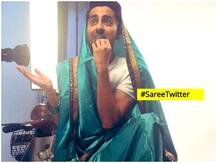 #SareeTwitter: आयुष्मान खुराना ने उठाया ट्रेंड का फायदा, साड़ी में तस्वीर पोस्ट कर किया \'ड्रीम गर्ल\' का प्रमोशन