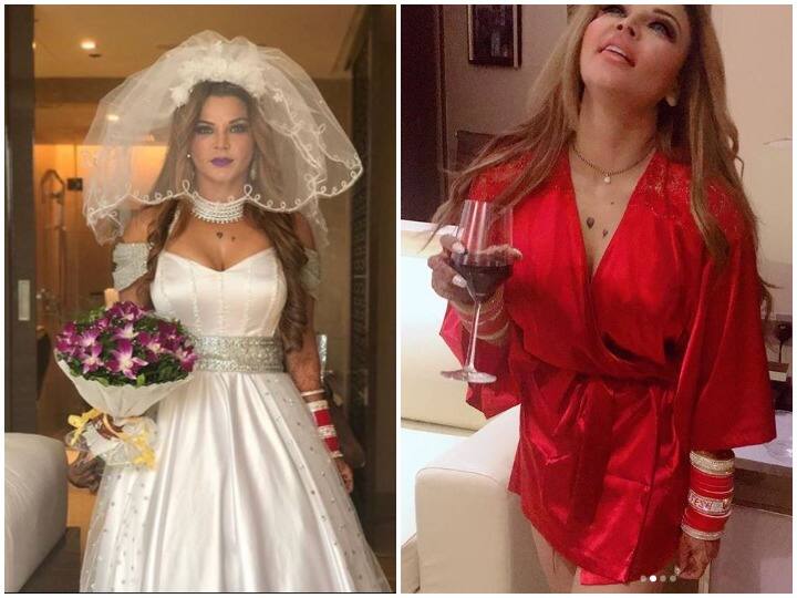 Rakhi Sawant flaunts sindoor and chooda in latest pictures boy name riteish written on rakhi chooda राखी सावंत के चूड़े पर लिखा है इस शख्स का नाम, खूब वायरल हो रही हैं राखी की ये तस्वीरें