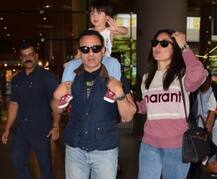 IN PICS: छुट्टियां मनाकर मुंबई लौटे करीना और सैफ, पापा के कंधे पर इंजॉय करते दिखे तैमूर