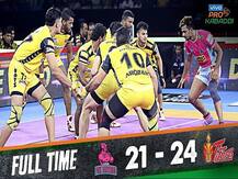Pro Kabaddi: तेलुगु टाइटंस ने जयपुर के पिंक पैंथर्स को दी 24-21 से मात