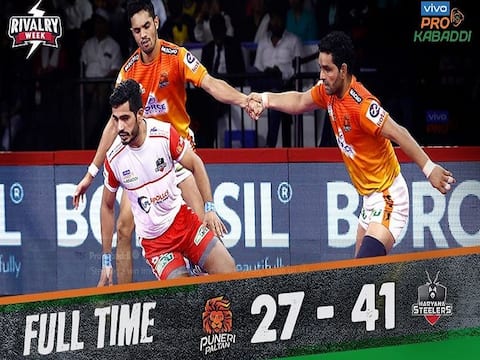 Pro Kabaddi 2019: हरियाणा स्टीलर्स ने 41-27 से दी पुनेरी पल्टन को करारी शिकस्त Pro Kabaddi 2019: हरियाणा स्टीलर्स ने 41-27 से दी पुनेरी पल्टन को करारी शिकस्त