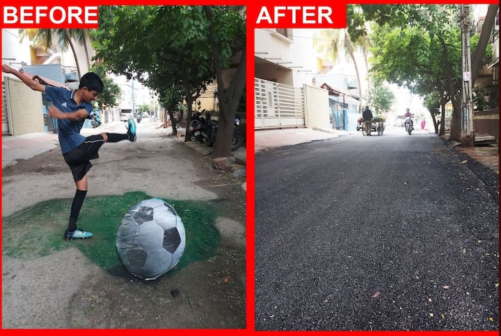 इस सड़क पर उनकी कलाकारी के बाद प्रशासन ने नई सड़क बना दी.