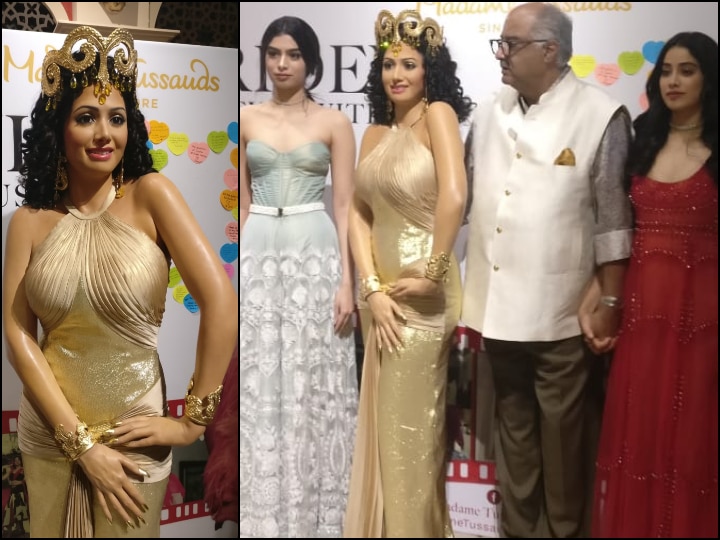 Boney Kapoor along with daughters Janhvi and Khushi unveil Sridevi wax statue at Madame Tussauds Singapore सिंगापुर मैडम तुसाद में लगा श्रीदेवी का पहला मोम का पुतला, पिता बोनी कपूर संग मौजूद रहीं जान्हवी और खुशी
