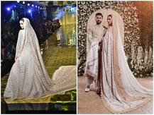 दुल्हन के लिबास में रैम्प पर उतरीं दीपिका पादुकोण, एक बार फिर से अपने रिसेप्शन लुक में दिखीं