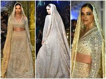 दुल्हन के लिबास में रैम्प पर उतरीं दीपिका पादुकोण, एक बार फिर से अपने रिसेप्शन लुक में दिखीं