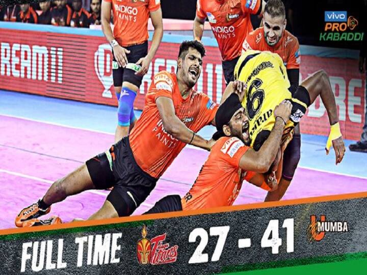 pro kabaddi 2019 U Mumba beats Telugu Titans प्रो कबड्डी लीग 2019: यू मुम्बा ने तेलगु टाइटंस को बड़े अंतर से दी मात, चमके अत्राचली