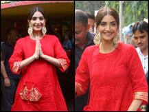 \'द जोया फैक्टर\' की रिलीज से पहले शनिधाम दर्शन के लिए पहुंची सोनम कपूर, देखें तस्वीरें