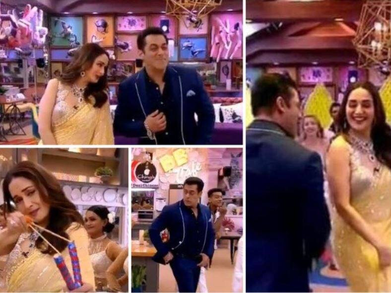 Salman Khan and Madhuri Dixit to perform on the premier of Bigg Boss 13 VIDEO: सलमान खान ने माधुरी दीक्षित को घुमाया 'बिग बॉस 13' का घर, ऐसा था अभिनेत्री का रिएक्शन