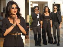 The Sky Is Pink Promotions: फरहान और रोहित के साथ ब्लैक में Twinning करती दिखीं प्रियंका चोपड़ा