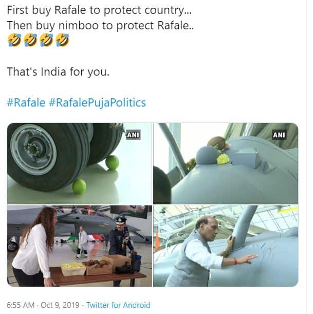 लोगों ने कहा कि राफेद देश की और नींबू राफेल की रक्षा करेंगे.