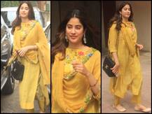 IN PICS: प्राइस टैग के साथ पीले रंग के सूट में नजर आईं जाह्नवी कपूर, फैंस ने दिए ऐसे रिएक्शन
