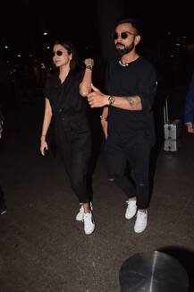 In Pics: अनुष्का शर्मा के साथ ब्लैक आउटफिट्स में एयरपोर्ट पर ट्विनिंग करते दिखे पति विराट कोहली