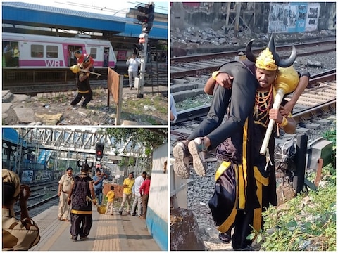 IN Pics: मुंबई में रेलवे ने ड्यूटी पर लगाया 'यमराज', अनोखे अंदाज में बचा रहा है लोगों की जान