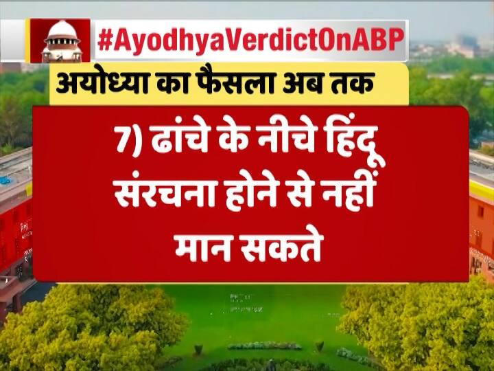 सुप्रीम कोर्ट ने कहा- साफ है कि बाबरी मस्जिद खाली जमीन पर नहीं बनी थी. नीचे विशाल रचना थी, वह रचना इस्लामिक नहीं थी. वहां मिली कलाकृतियां भी इस्लामिक नहीं थी.