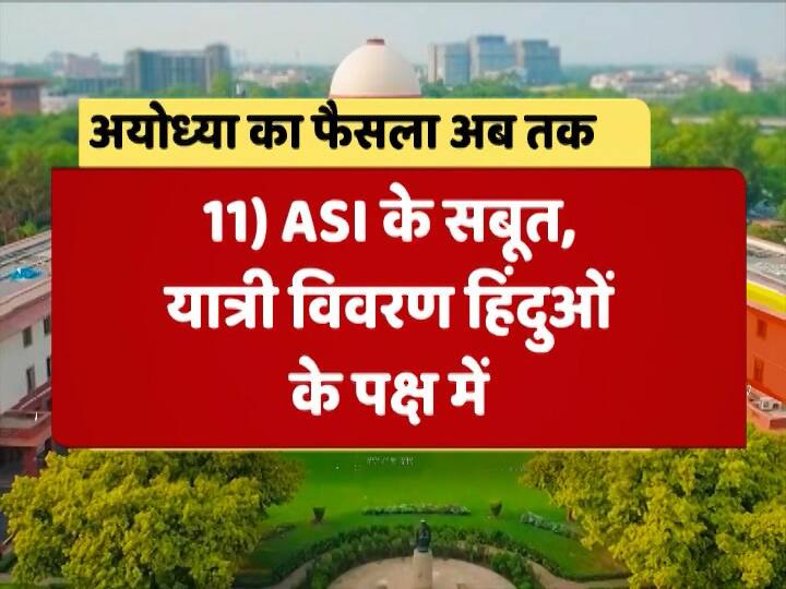 सुप्रीम कोर्ट ने माना है कि विवादित ढांचे पर हुई खुदाई में पुरातत्व विभाग को जो सबूत मिले वो हिंदुओं से जुडे़ हुए लगते हैं.
