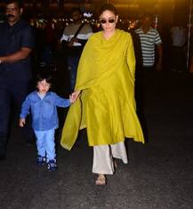 IN PICS: मम्मी करीना कपूर के साथ एयरपोर्ट पर स्पॉट हुए तैमूर, जीभ चिढ़ाते हुए तस्वीरें आईं सामने