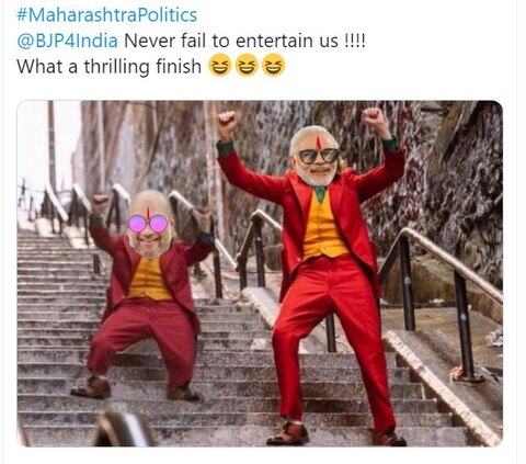 तस्वीरें: फडणवीस के शपथ लेते ही सोशल मीडिया पर उड़ा उद्धव ठाकरे- संजय राउत का मजाक