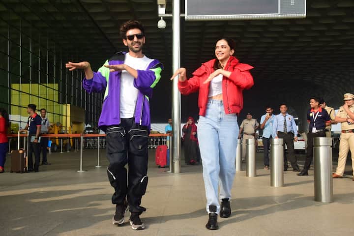 सोशल मीडिया पर चल रहे 'धीमे-धीमे चैलेंज' को लेकर दीपिका पादुकोण बेहद एक्साइटेड दिखाई दीं. इसके लिए वो कार्तिक आर्यन से एयरपोर्ट पर डांस स्टेप्स सीखती नजर आईं. एयरपोर्ट से इस दौरान कार्तिक आयर्.न और दीपिका की कुछ बेहद खास तस्वीरें हम आपके लिए लेकर आए हैं. (Photo Credit: Manav Manglani)