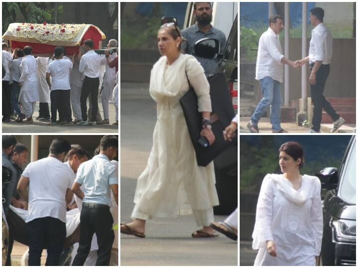 बॉलीवुड की मशहूर अभिनेत्री डिम्पल कापड़िया की मां बेट्टी कापड़िया का शनिवार को मुंबई के एक अस्पताल में निधन हो गया. इसके बाद रविवार को अंतिम दर्शन के बाद उनका अंतिम संस्कार किया गया. इस दौरान डिंपल कपाड़िया के परिवार समेत बी टाउन के सेलेब्स उनके अंतिम संस्कार में शामिल होने के लिए पहुंचे. (Photo Credit: Manav Manglani)