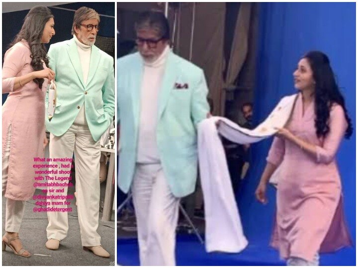 Amitabh Bachchan and Divyanka Tripathi video getting viral over social media VIDEO: दिव्यांका त्रिपाठी का दुपट्टा खींच कर ले गए अमिताभ बच्चन, तेजी से वायरल हो रहा है वीडियो