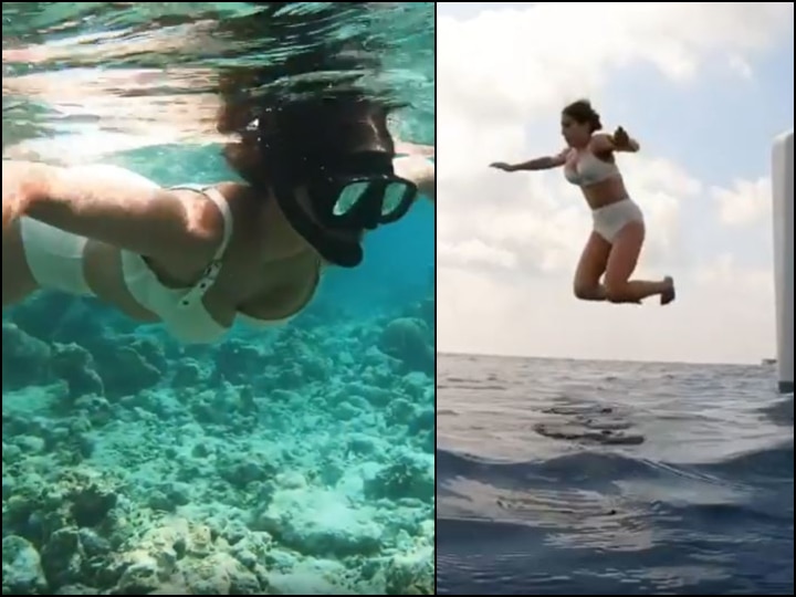 Sara Ali Khan makes a perfect jalpari as she dives into the deep blue sea in Maldives मालदीव जाकर 'जलपरी' बनी सारा अली खान, वीडियो में समंदर की गहराइयों में तैराकी का लुत्फ उठाती आईं नज़र