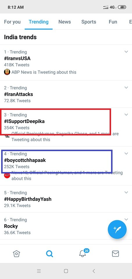 JNU पहुंचीं दीपिका पादुकोण: Twitter पर छिड़ी जंग, #BoycottChhapaak पर भारी पड़ा #IStandwithDeepika