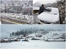 PHOTOS: हिमाचल-उत्तराखंड में भारी बर्फबारी से जनजीवन प्रभावित, लेकिन पर्यटक खुश