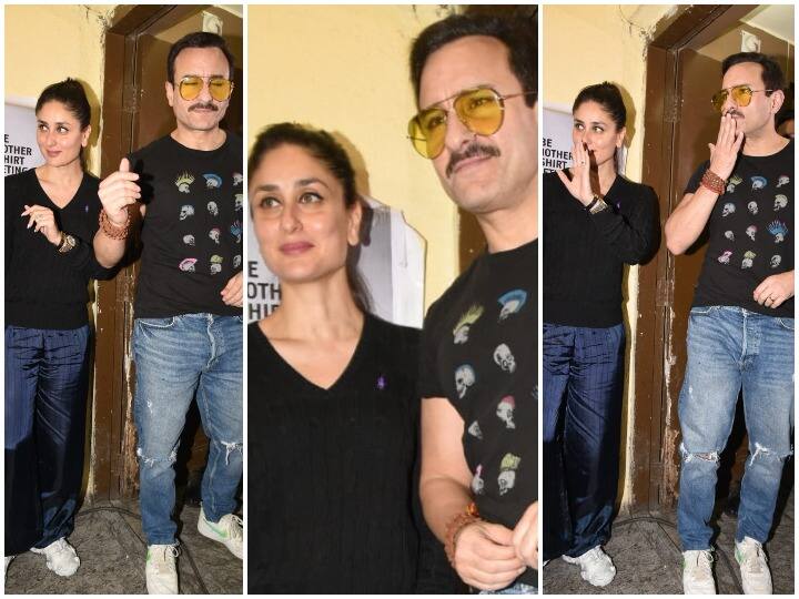 बी टाउन से स्टार कपल सैफ अली खान और करीना कपूर खान को मूवी डेट पर स्पॉट किया गया. करीना कपूर अपने पति सैफ के साथ उनकी आने वाली फिल्म 'जवानी जानेमन' की स्पेशल स्क्रीनिंग में शिरकत करने के लिए पहुंचीं. (Photo Credit: Manav Manglani)