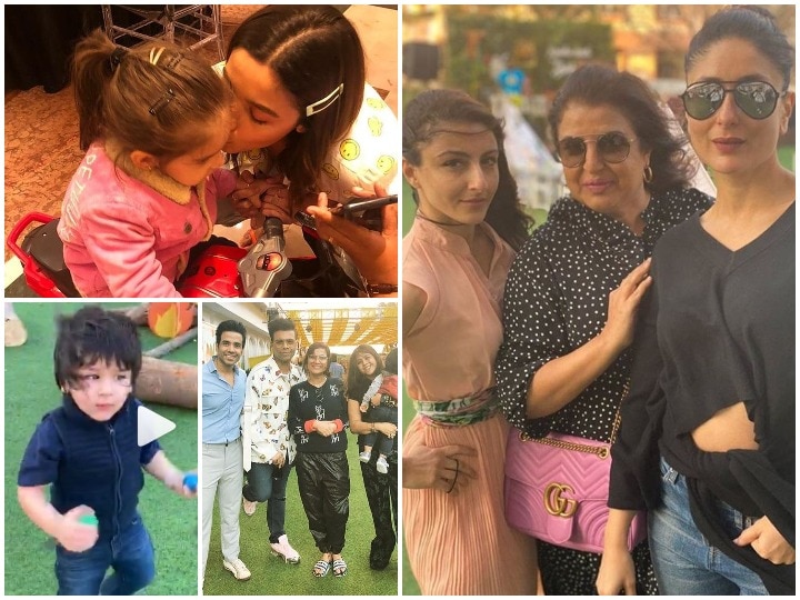 Kareena Kapoor Khan Alia Bhatt Soha Ali Khan Innaya Naumi Khemu Taimur Ali Khan photos and videos from karan johar children birthday party  Birthday Bash: यश-रूही जौहर की पार्टी में शैतानी करते दिखे तैमूर और इनाया, आलिया ने रूही को दिया बर्थडे किस
