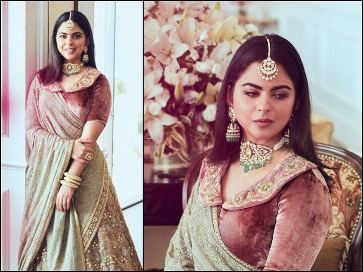 Isha Ambani latest photos, wearing lehnga of sabyasanchi  ईशा अंबानी का ये देसी अवतार हो रहा वायरल, बेहद खूबसूरत लहंगे में आ रहीं नजर