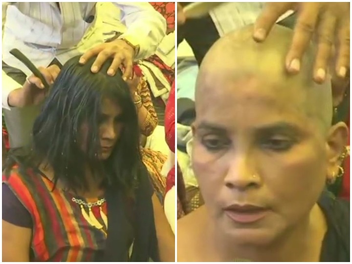 MP- Guest teacher shaved head on demand for regularization in service मध्यप्रदेश: सेवा में नियमित किए जाने की मांग पर महिला गेस्ट टीचर ने मुंडवाया सिर