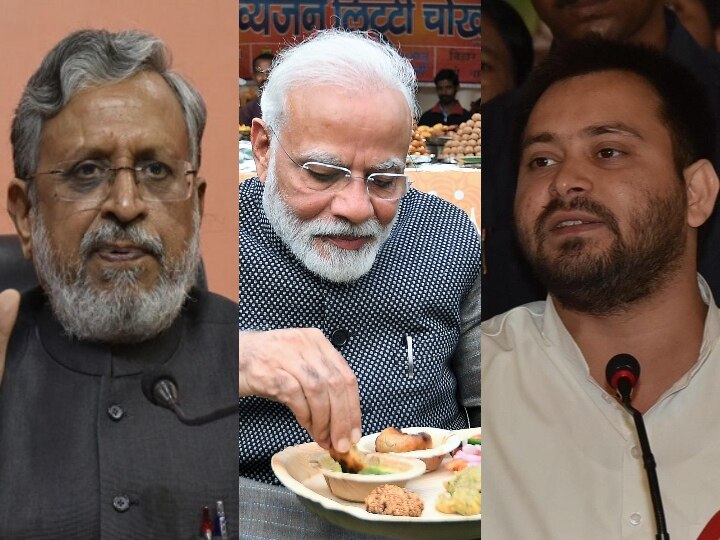 PM Narendra Modi Litti Chokha Sushil Modi and Tejashwi Yadav comment पीएम मोदी के लिट्टी चोखा खाने पर बिहार में सियासत गर्म, सुशील मोदी और तेजस्वी यादव आमने सामने