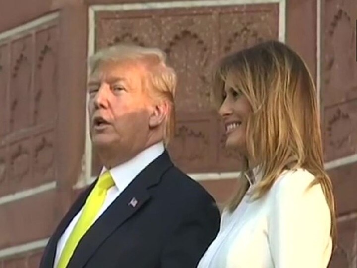 US President Donald Trump And Melania Trump at Taj Mahal डॉनल्ड ट्रंप ने पत्नी मेलानिया के साथ किया ताजमहल का दीदार, खिंचवाई तस्वीरें